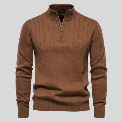 Strickpullover Herren mit Reißverschluss - braun
