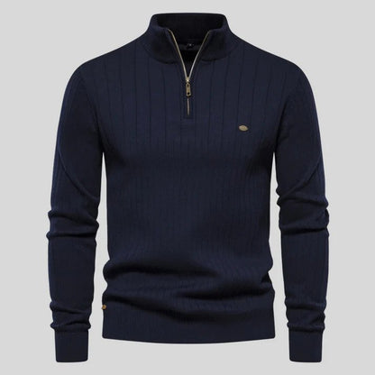 Strickpullover Herren mit Reißverschluss - dunkel-blau