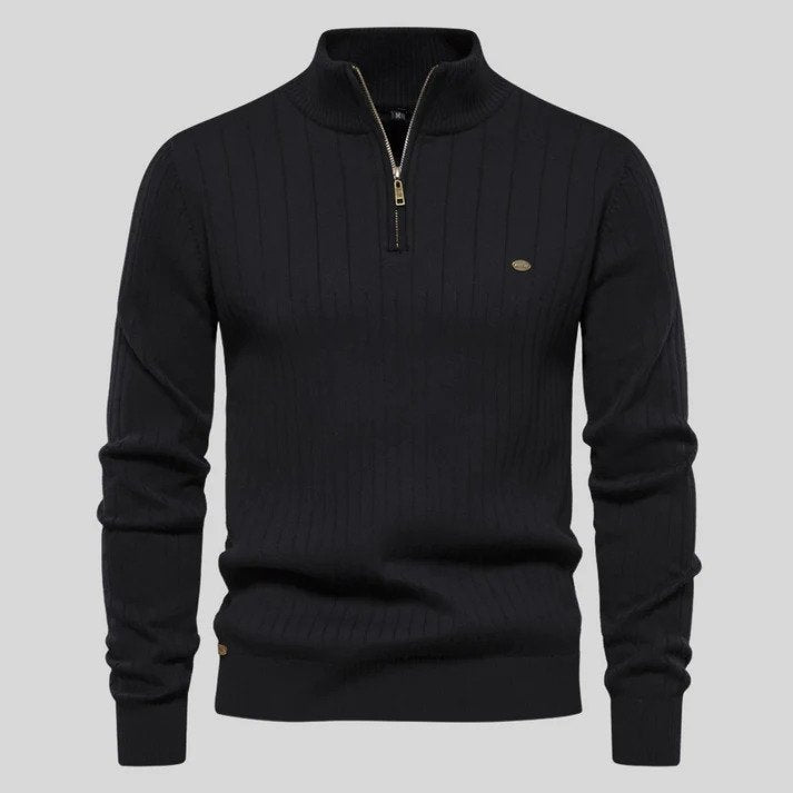 Strickpullover Herren mit Reißverschluss - schwarz