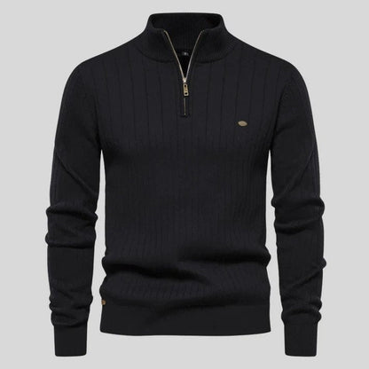 Strickpullover Herren mit Reißverschluss - schwarz