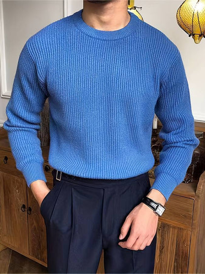 Strickpullover Herren mit Rundhals im Casual Look - blau