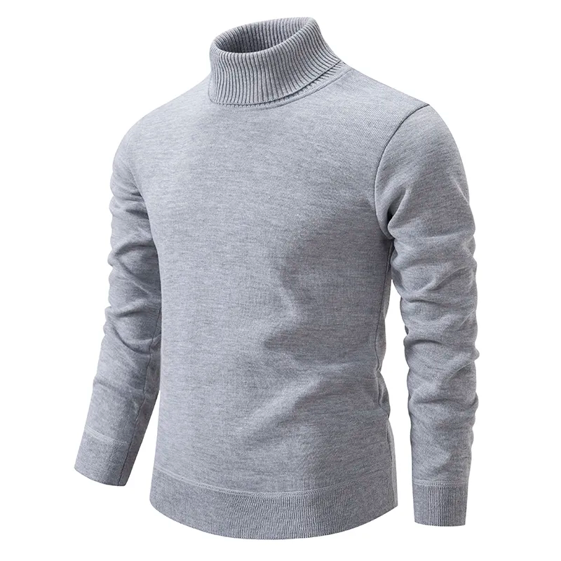 Rollkragenpullover Herren im Slim Fit - grau