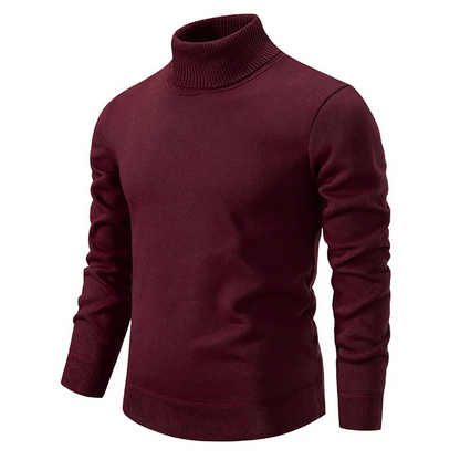 Rollkragenpullover Herren im Slim Fit - burgunderrot