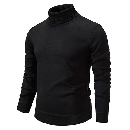 Rollkragenpullover Herren im Slim Fit - schwarz