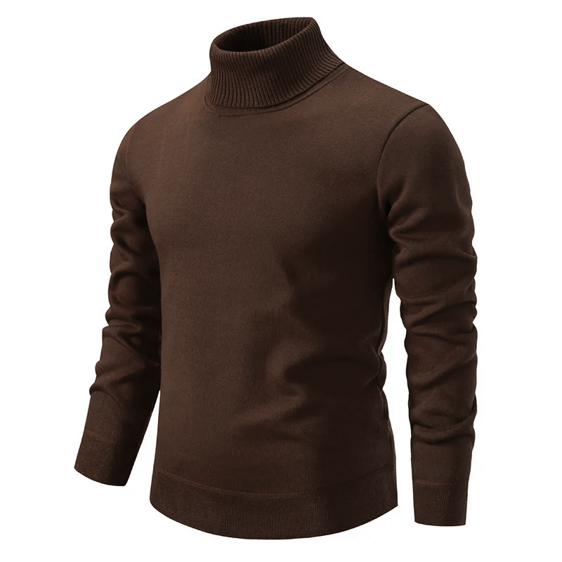 Rollkragenpullover Herren im Slim Fit - braun