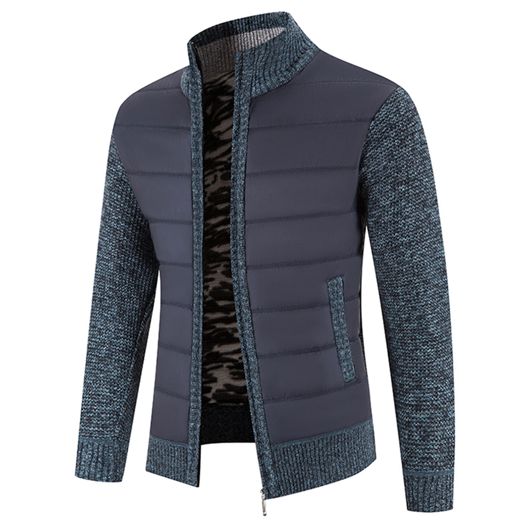Strickpullover Herren mit Stehkragen - blaugrau