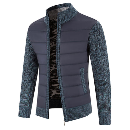 Strickpullover Herren mit Stehkragen - blaugrau