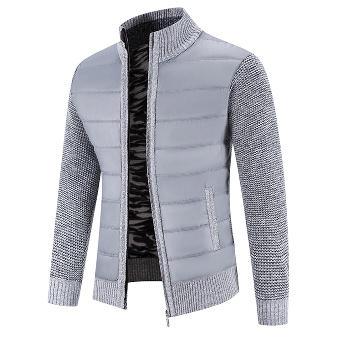 Strickpullover Herren mit Stehkragen - hellgrau