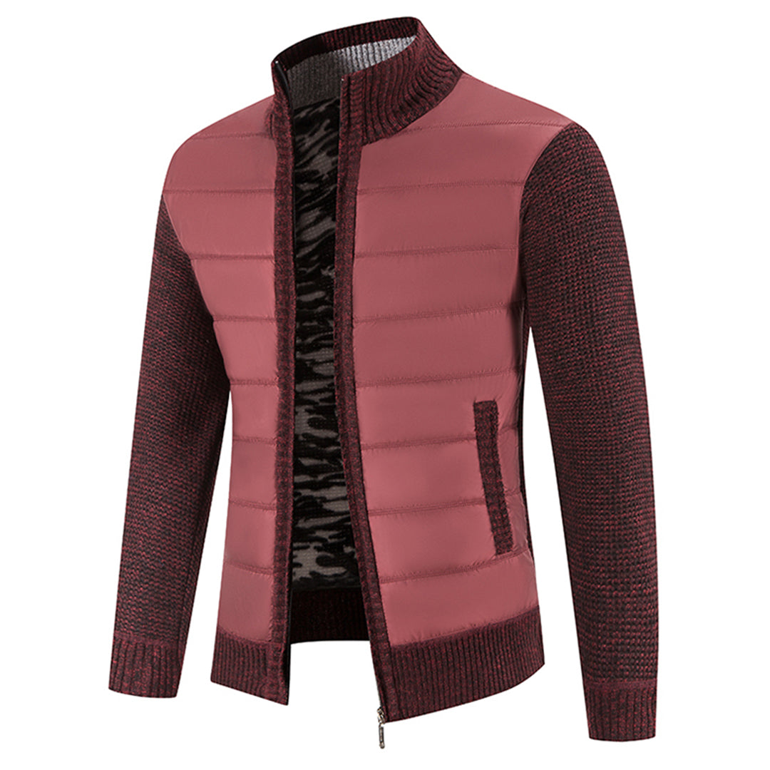 Strickpullover Herren mit Stehkragen - burgunderrot