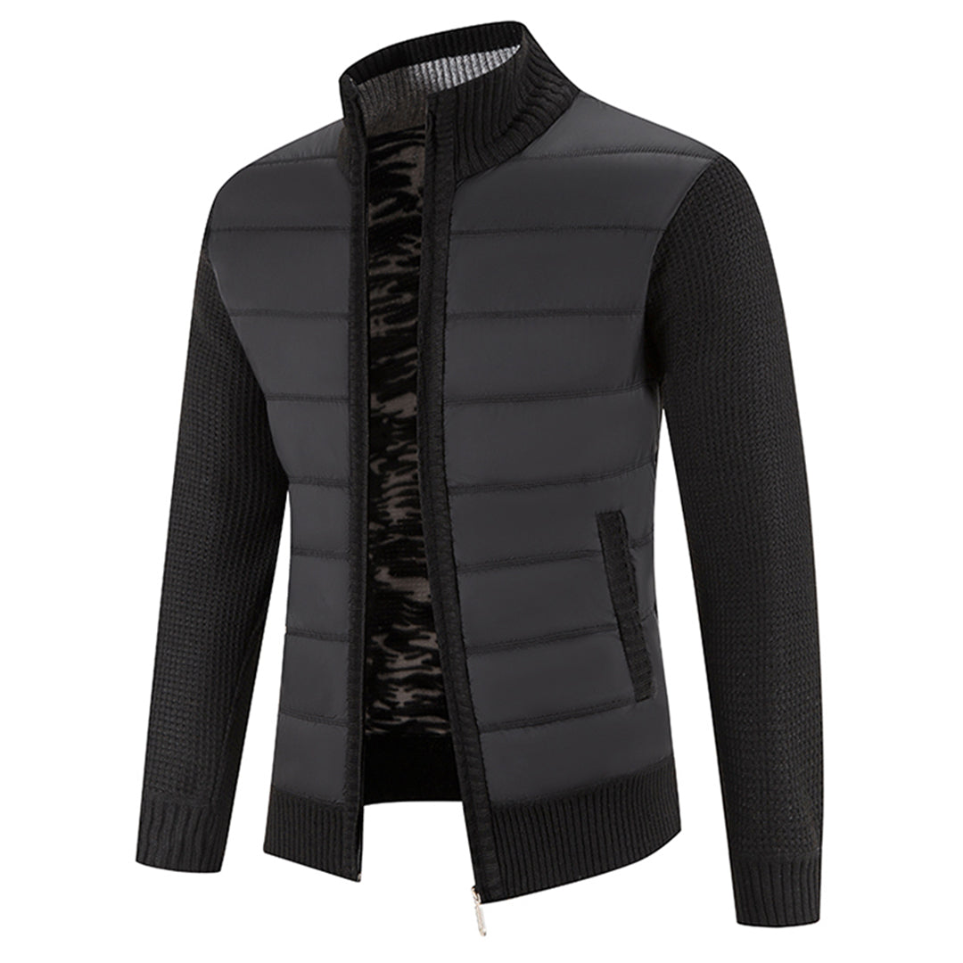 Strickpullover Herren mit Stehkragen - schwarz