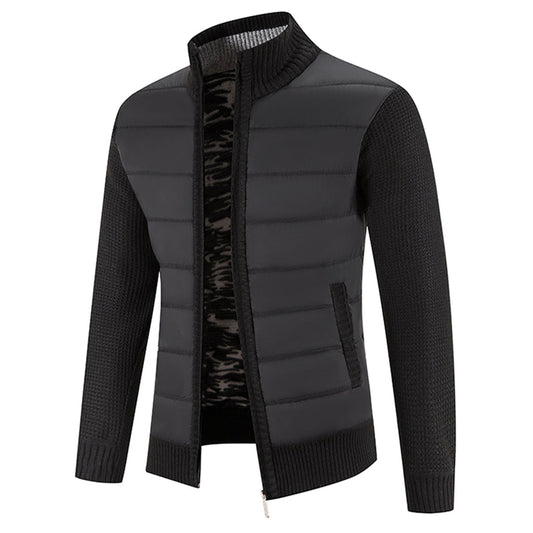 Strickpullover Herren mit Stehkragen - schwarz