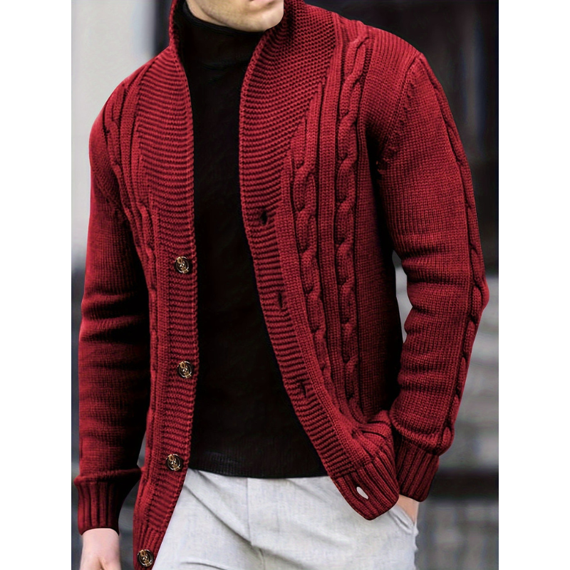 Herren Cardigan mit Rippstrick und Knopfleiste