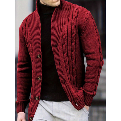 Herren Cardigan mit Rippstrick und Knopfleiste