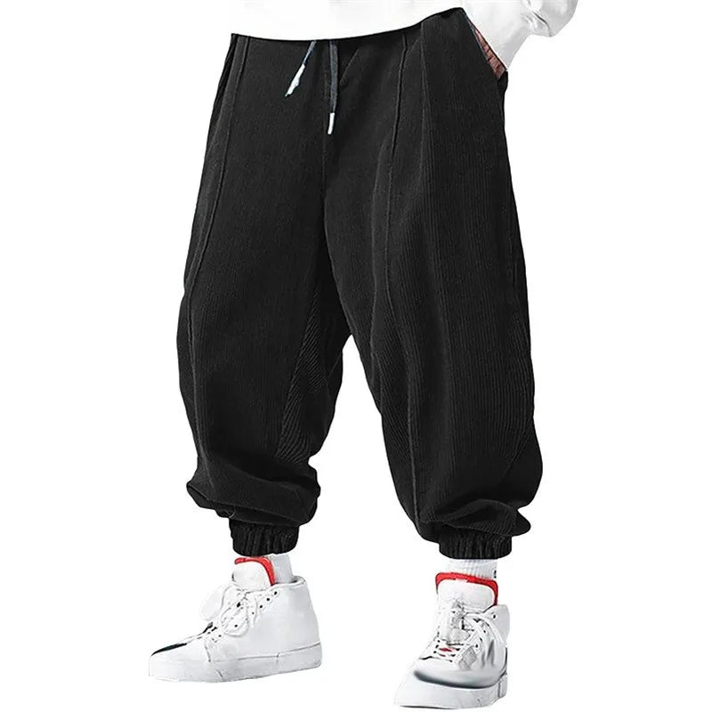 Herren Cordhose im weiten Harem Stil - schwarz