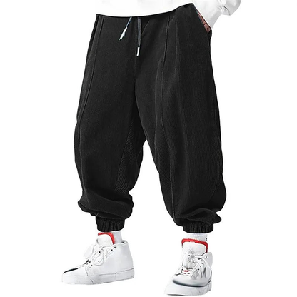 Herren Cordhose im weiten Harem Stil - schwarz