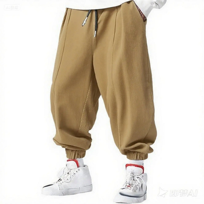 Herren Cordhose im weiten Harem Stil - khaki