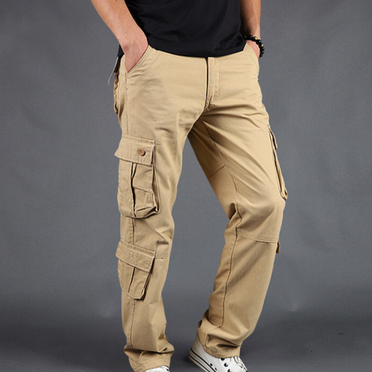 Herren Cargohose mit Seitentaschen im Outdoor-Stil - khaki