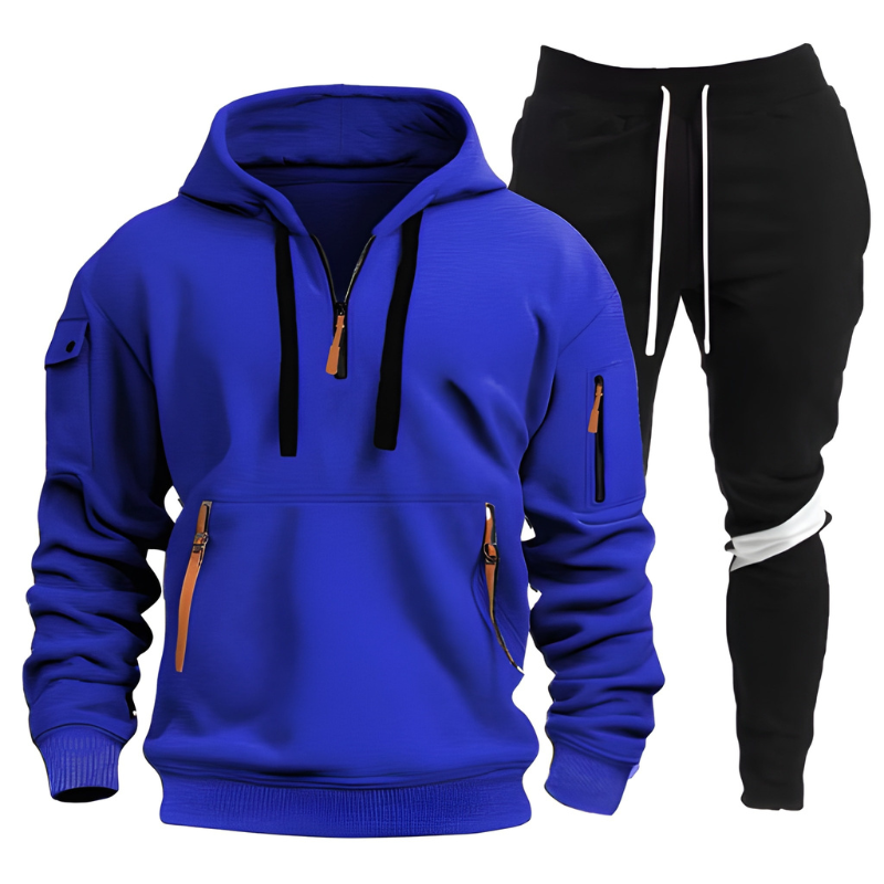 Herren Set mit Kapuzensweatshirt und Jogginghose - königsblau
