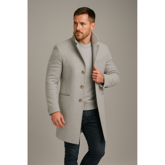 Winterjacke Herren in langer Mantelform - grau