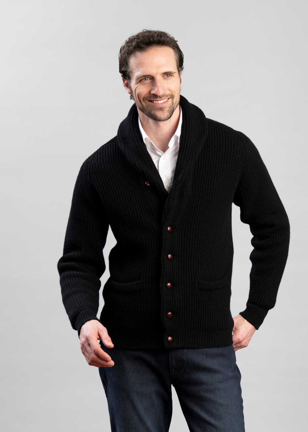 Herren Cardigan im Herbst Look - schwarz