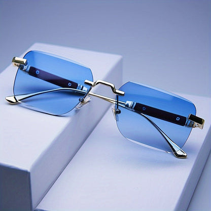 Herren Sonnenbrille mit eckigem Metallrahmen - blau