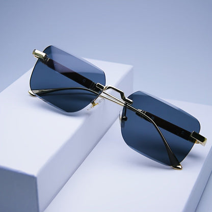 Herren Sonnenbrille mit eckigem Metallrahmen - grau