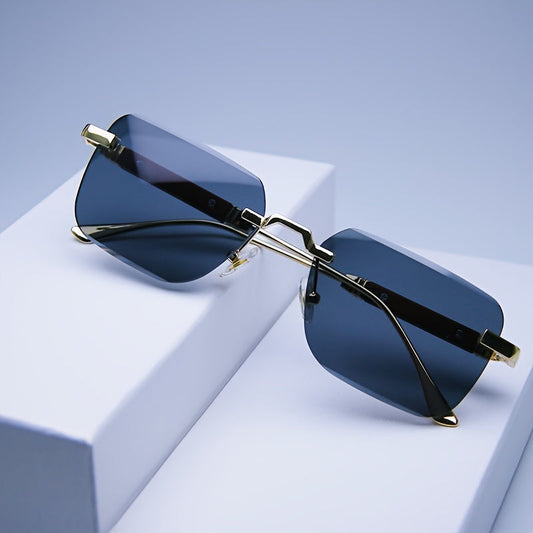Herren Sonnenbrille mit eckigem Metallrahmen - grau