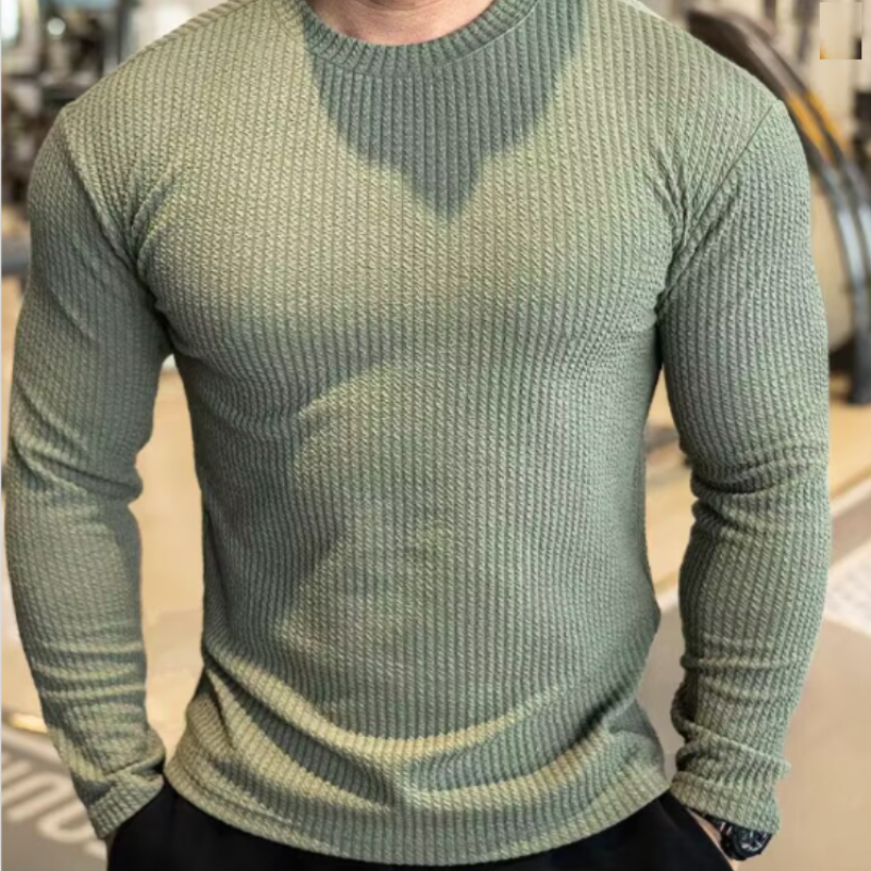 Herren Pullover im Slim Fit mit Rundhals - grün