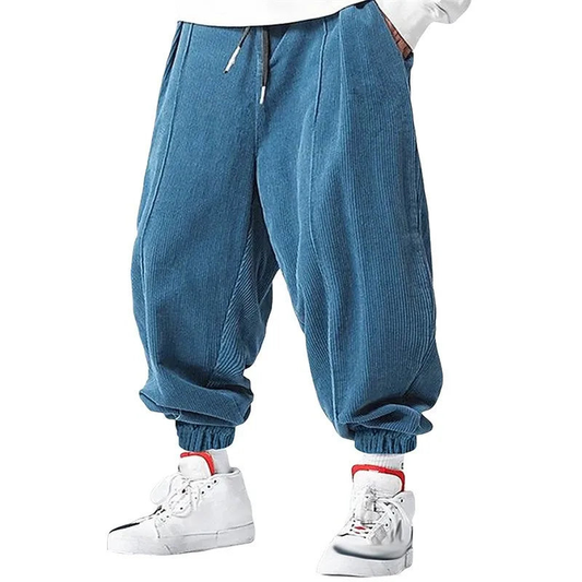 Herren Cordhose im weiten Harem Stil - himmelblau