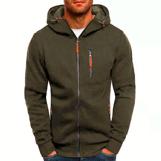 Sweatshirt Herren mit Kapuze und Reißverschluss - grün