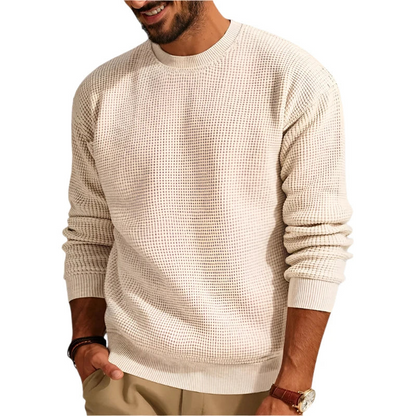 Herren Strickpullover mit Rundhals und langen Ärmeln - beige