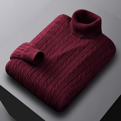 Herren Rollkragenpullover im schlichten Basic-Schnitt - rot