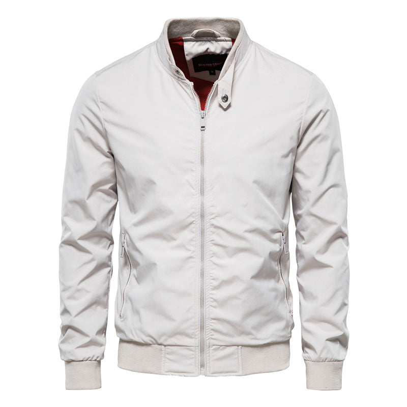 Herren Steppjacke mit hohem Stehkragen - weiß