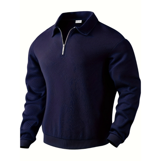 Herren Henley Pullover mit geometrischem Muster - blau