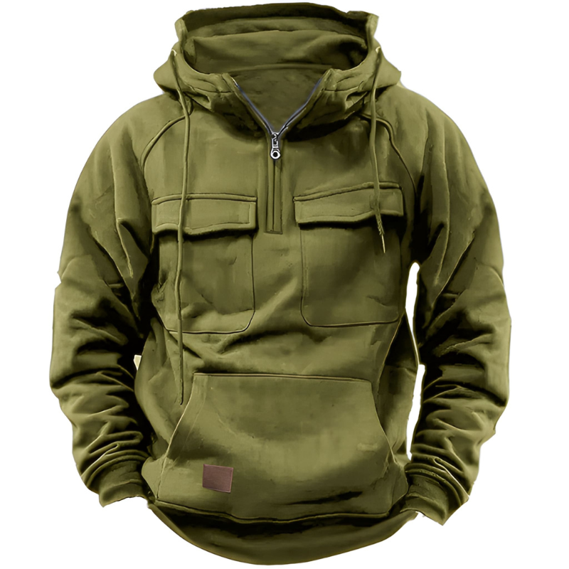 Herren Übergangsjacke mit Kapuze - olivgrün