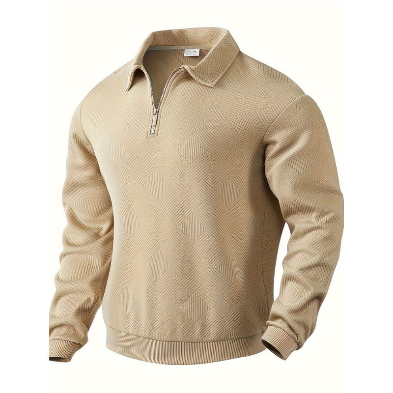 Herren Henley Pullover mit geometrischem Muster - khaki