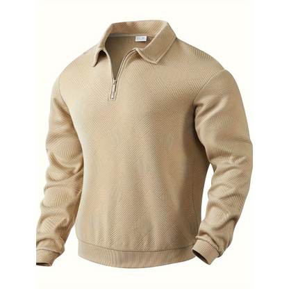 Herren Henley Pullover mit geometrischem Muster - khaki