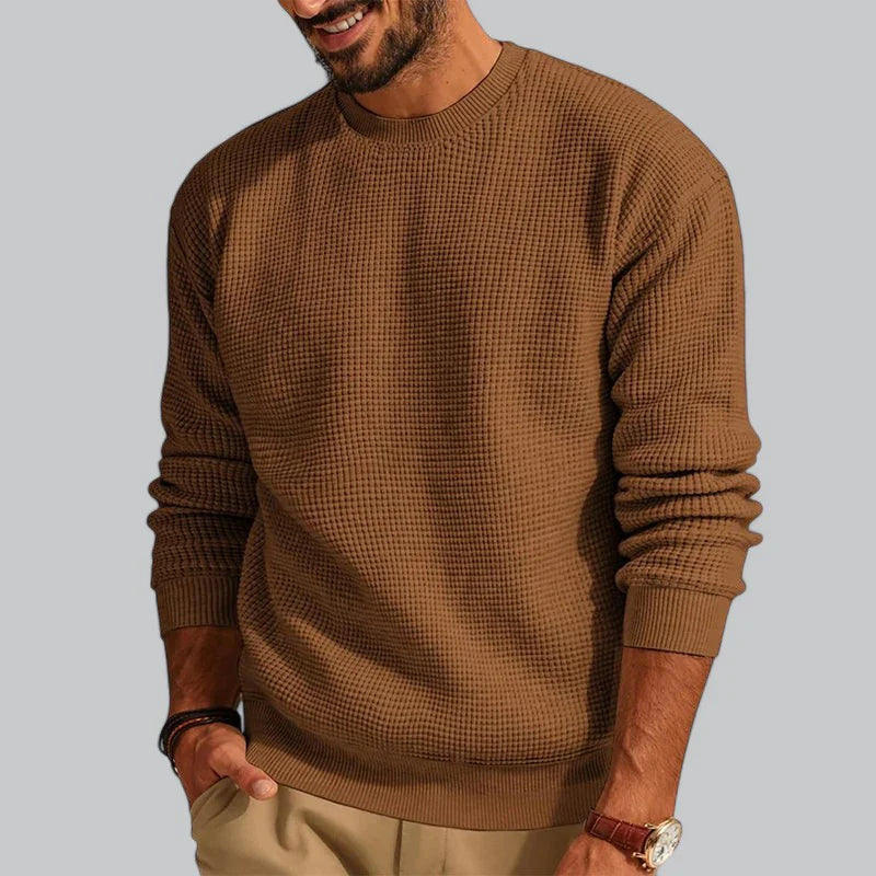 Herren Strickpullover mit Rundhals und langen Ärmeln - braun