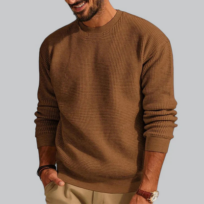 Herren Strickpullover mit Rundhals und langen Ärmeln - braun