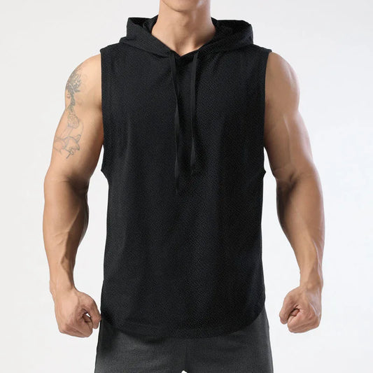 Herren Hoodie ärmellos im sportlichen Stil - schwarz