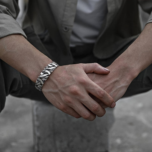 Herren Armband mit Kettendesign und Verschluss - silber