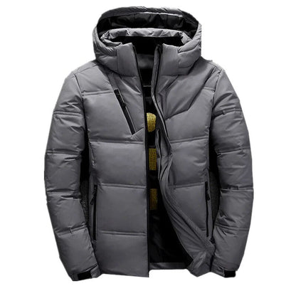 Herren Skijacke als Winterparka mit Kapuze - dunkel-grau