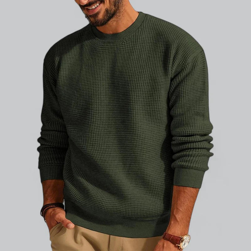 Herren Strickpullover mit Rundhals und langen Ärmeln - grün