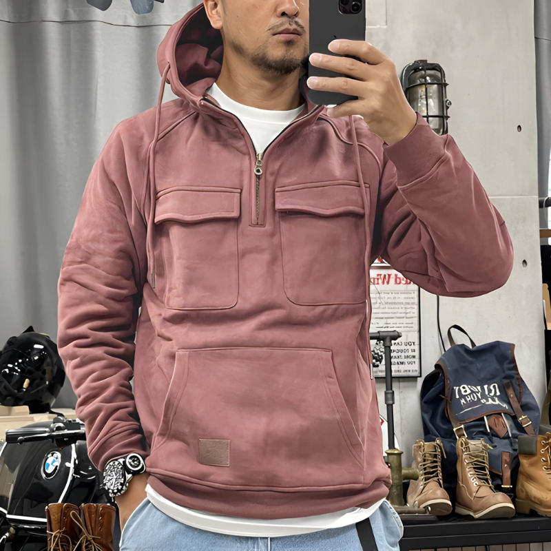 Herren Übergangsjacke mit Kapuze - magenta