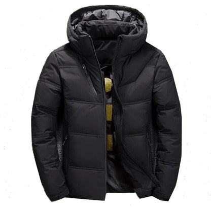 Herren Skijacke als Winterparka mit Kapuze - schwarz