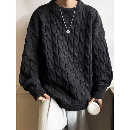 Herren Oversize Pullover mit langen Ärmeln - schwarz