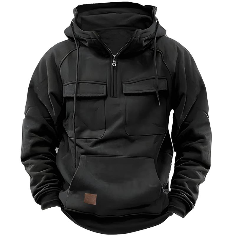 Herren Übergangsjacke mit Kapuze - schwarz