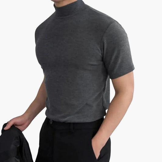 Herren T-Shirt im Slimfit mit Rollkragen - grau
