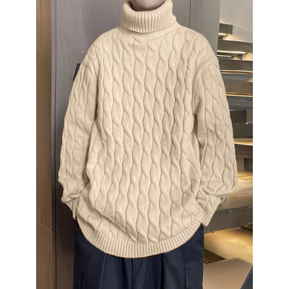 Herren Oversize Pullover mit langen Ärmeln - beige