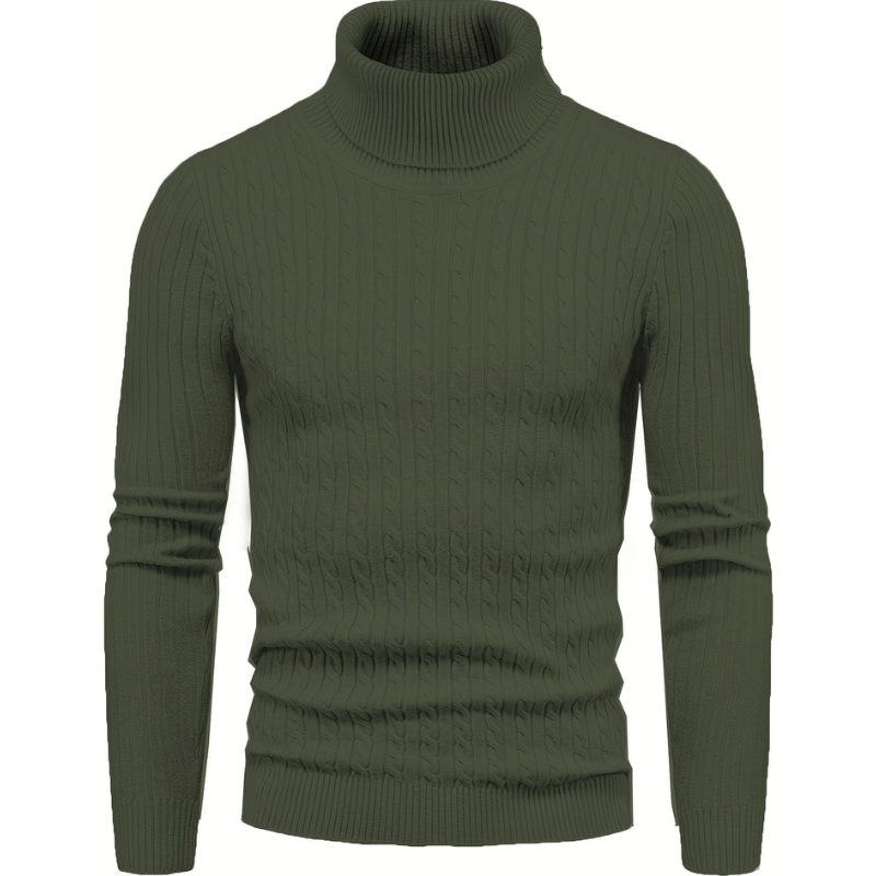 Herren Rollkragenpullover mit Strickdesign - grün
